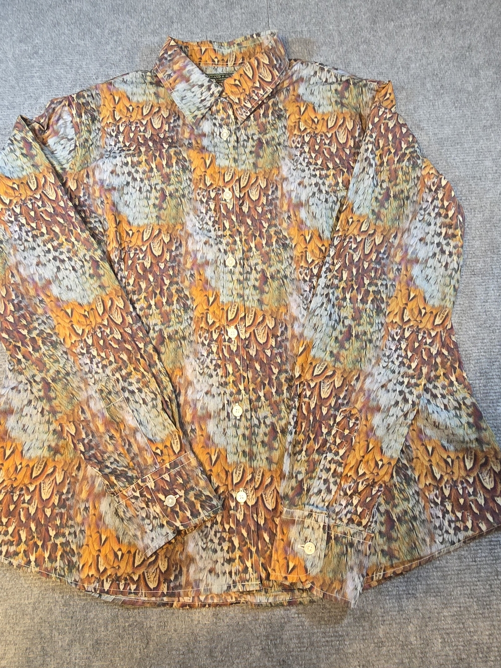 Holland & Holland Women’s Feather Print Cotton Shirt Estimated XL